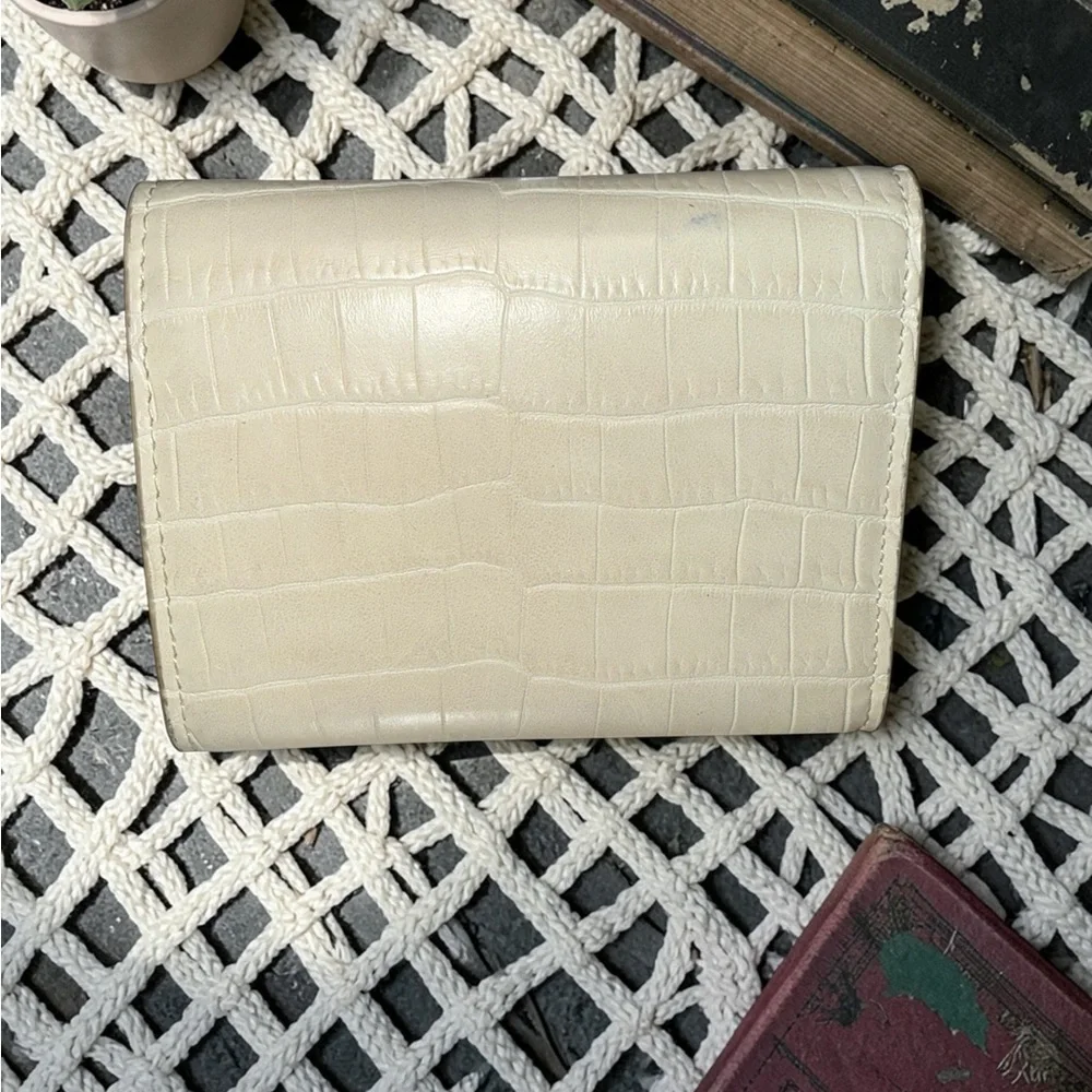 JW Pei Croc Embossed Mini Wallet Clutch Cream ✨ Gold Ring Vegan Leather - Picture 10 of 10